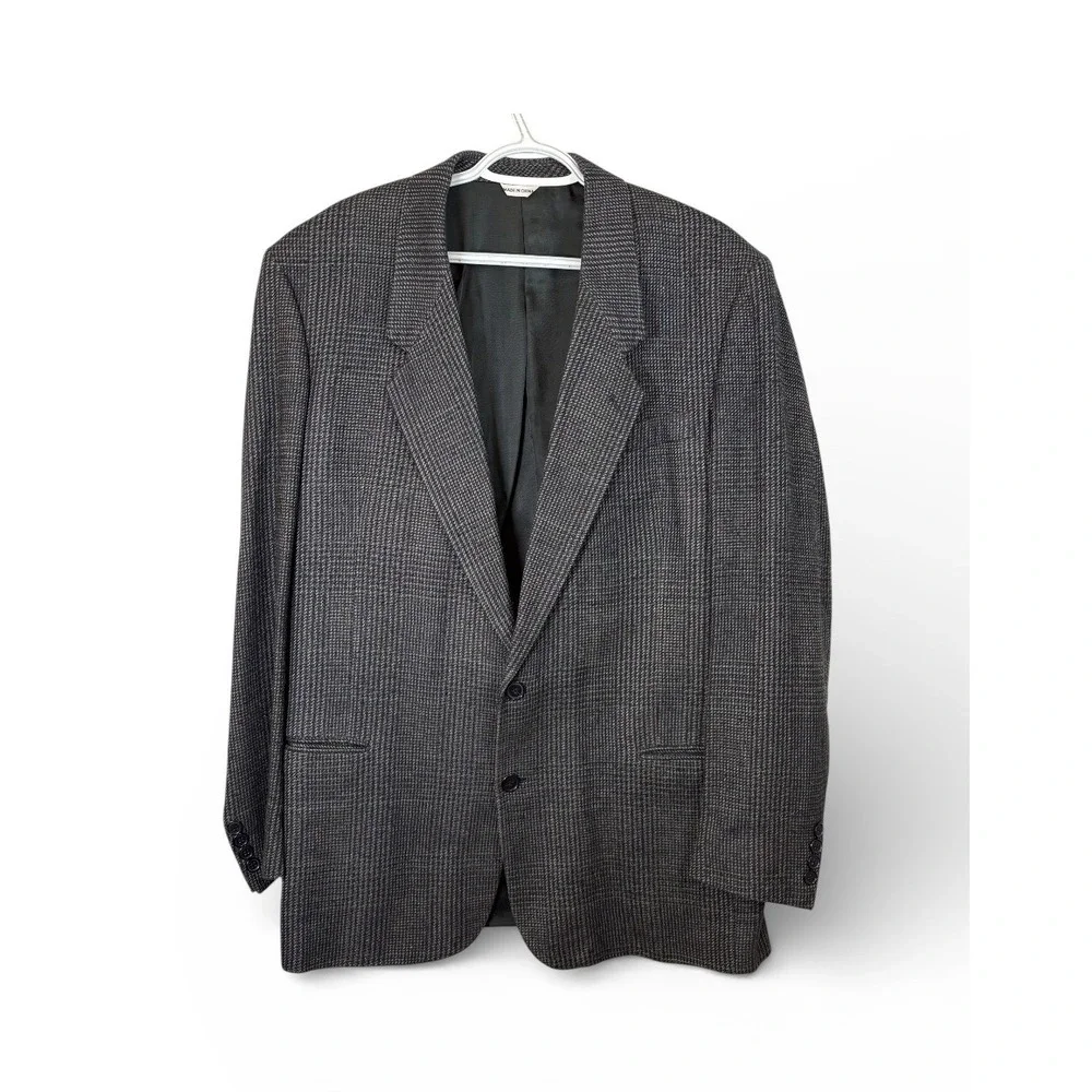CELLINI COLLECTION Mens Plaid Hand Tailored 100% Silk Sport Coat Blazer 42L